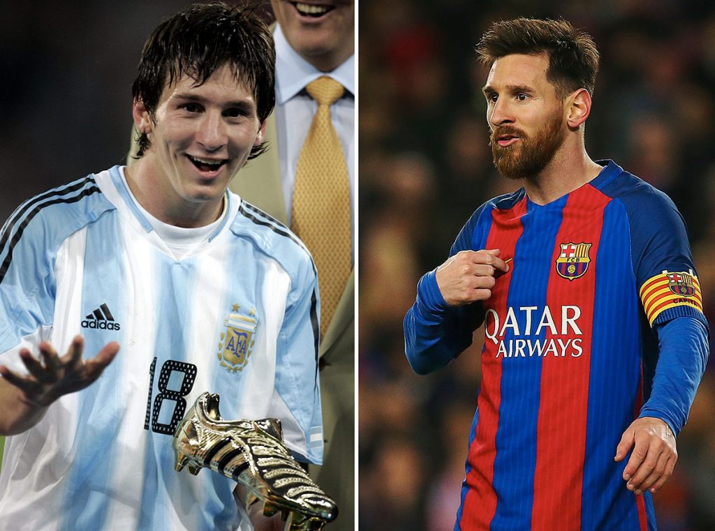 La imagen actual de Messi, con barba rubia y pelo corto, difiere mucho de cuando la “Pulga” debutara con la camiseta del F.C. Barcelona con 16 años. Aquel adolescente que se escondía en su descuidada melena es hoy un hombre cercano a los 30 años, musculoso y algo más espabilado, aunque poco más o menos elocuente que entonces. Con cerca de 15 años como profesional y con todos los títulos posibles ganados a nivel de clubes y de manera individual, ha pasado por diversas fases, incluida una etapa en la que el astro argentino se tiño el cabello de rubio platino.