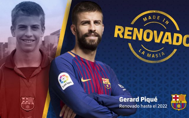 El defensa catalán Gerard Pique renovó contrato con el Barcelona y estará con los blaugrana hasta 2022; su cláusula de rescisión es por 500 millones de euros