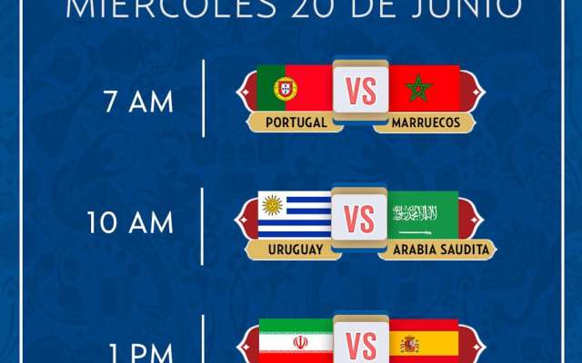 Estos son los partidos que se juegan este miércoles en #Rusia2018