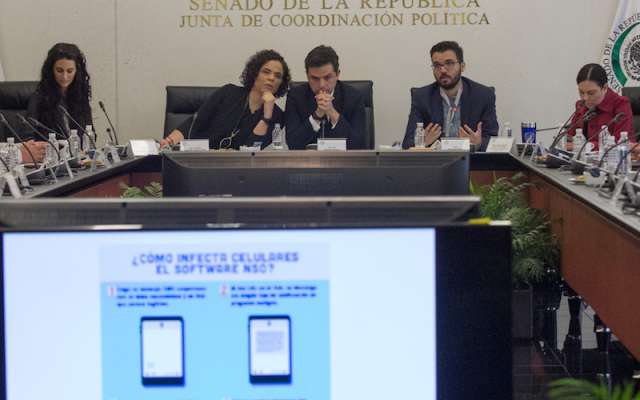 El 28 de junio de 2017 en el Senado se realizó la presentación del informe #GobiernoEspía, el cual da cuenta de los supuestos ataques del malware que sufrieron varios periodistas, activistas, defensores de los derechos humanos y personas críticas al gobierno, en sus teléfonos celulares. Foto: Cuartoscuro.