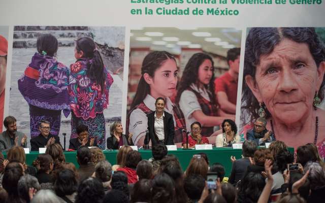 Claudia Sheinbaum, jefa de Gobierno de la capital, anunció ayer las “Estrategias para la prevención y atención de las violencias contra las mujeres”. Foto: CUARTOSCURO