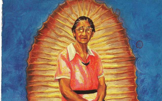 PÁNEL de la serie Virgen de Guadalupe, 1978, tríptico de Yolanda López. Foto: Especial