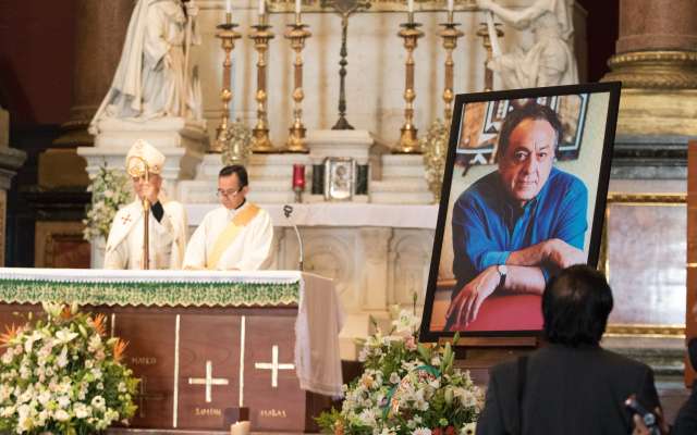 Amigos y Familiares de José Sulaimán asistieron a la misa en la antigua Basílica de Guadalupe. FOTO: CUARTOSCURO