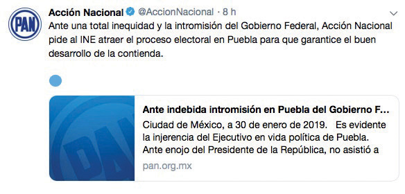 REDES. Mediante un comunicado, el PAN consideró que sólo el INE dará certeza a comicios a celebrarse en la entidad.