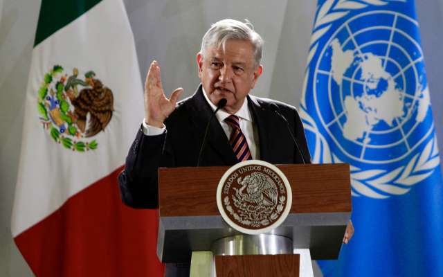 El mandatario participó en la firma del Acuerdo Marco entre el Gobierno de México y la Oficina de las Naciones Unidas de Servicios para Proyectos. FOTO: NOTIMEX