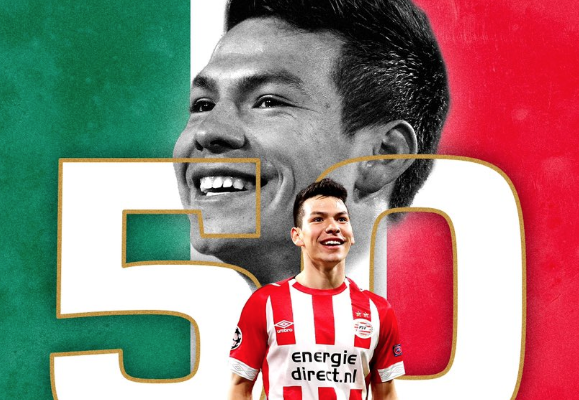 El club publicó en su cuenta de Twitter un mensaje para conmemorar los 50 encuentros del “Chucky” con la camiseta rojiblanca Foto: @psveindhoven