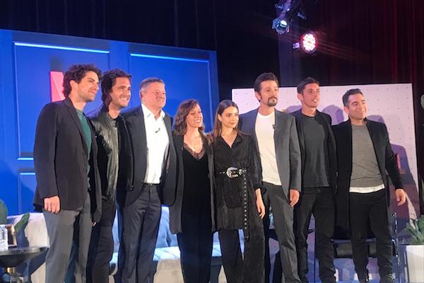 Darío Yazbek, Diego Boneta, Ted Sarandos, Mariana Treviño, Gisselle Kuri, Diego Luna, Alberto Guerra, Omar Chaparro. Foto: Patricia Villanueva