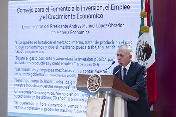 El Jefe de la Oficina del presidente Andrés Manual López Obrador, Alfonso Romo participó en la presentación del Consejo para el Fomento a la inversión, el empleo y el Crecimiento Económico. FOTO: NOTIMEX