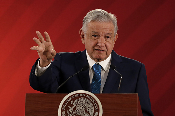 Andrés Manuel López Obrador en conferencia matutina en Palacio Nacional. FOTO: NOTIMEX