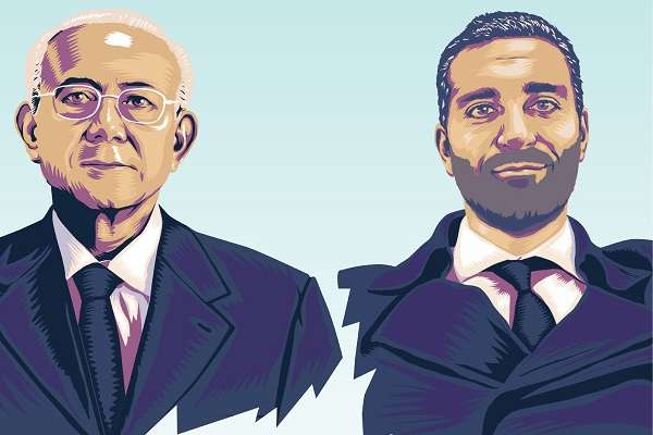 PERFILES. Ellos son Humberto Hernández Haddad y Simón Levy-Dabbah, de generaciones distantes, pero tejidos con el mismo hilo de la lealtad. ILUSTRACIÓN: ALLAN G. RAMÍREZ