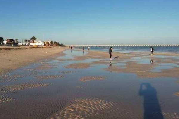 En Progreso, el mar se alejó de la orilla cerca de 100 metros. Foto: Especial