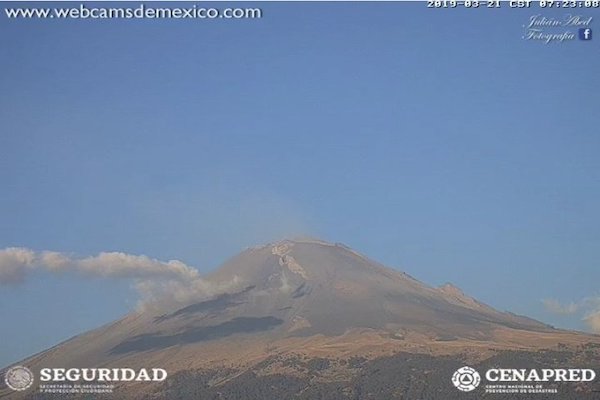 El semáforo de alerta volcánica permanece en Amarillo Fase 2. Foto: @webcamsdemexico