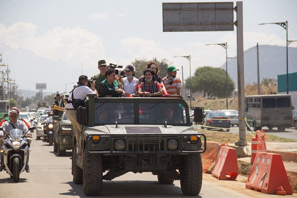 Claudia Sheinbaum, afirmó que continuarán los trabajos conjuntos con el gobierno municipal de Nezahualcóyotl y con el propio gobierno del Estado de México, principalmente para reforzar las estrategias de seguridad. Foto: Guardia Nacional