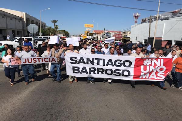Periodistas protestan en San Luis Río Colorado, Sonora por asesinato de Santiago Barroso Foto: Sonora Red.