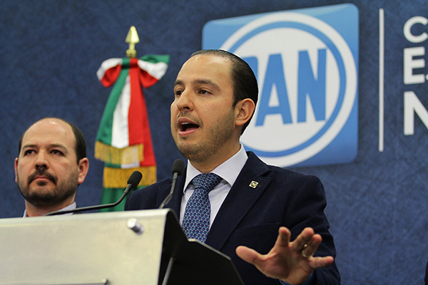 Marko Cortés Mendoza, presidente Nacional del PAN en conferencia de prensa. FOTO: NOTIMEX