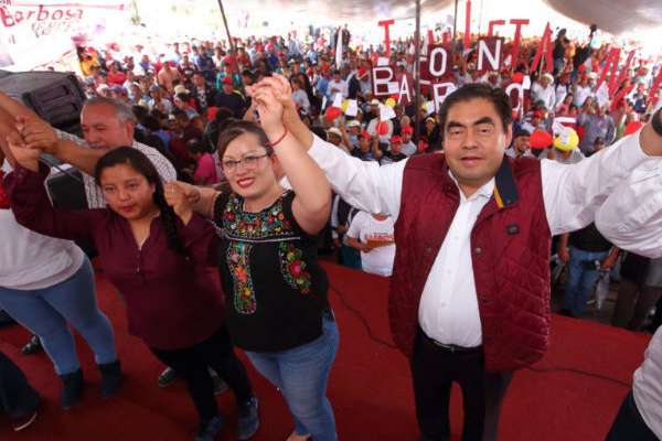 Los dirigentes de los partidos Verde Ecologista de México, del Trabajo y Morena reiteraron su respaldo a Barbosa Huerta . FOTO: ESPECIAL
