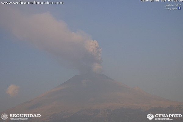 El Semáforo de Alerta Volcánica continúa en Amarillo Fase 3. Foto: @SkyAlertMx