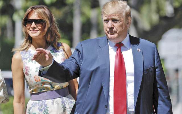SERVICIO. Trump asistió a misa en Palm Beach, por el Domingo de Resurrección. Foto: AP