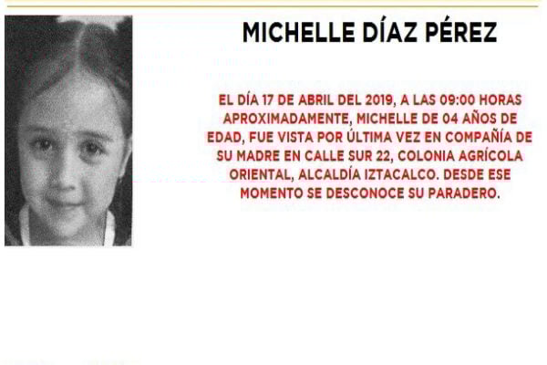 Esta noche se difundió la Alerta Amber para tratar de dar con Michelle “N”
Foto: Especial
