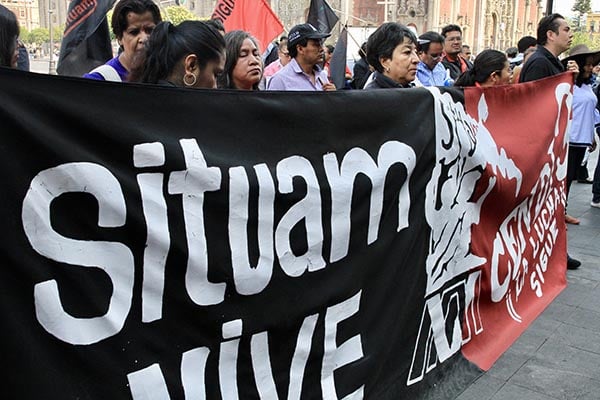 Integrantes del Sindicato Independiente de Trabajadores de la Universidad Autónoma Metropolitana (SITUAM) se manifestaron. FOTO NOTIMEX
