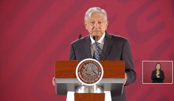 El mandatario en la conferencia mañanera de este 3 de mayo. Foto: Presidencia.