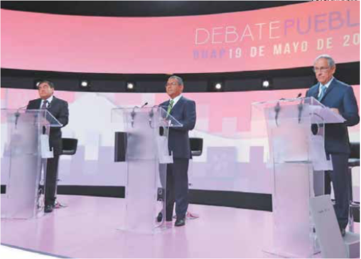Los postulantes a la gubernatura de la entidad expusieron sus ideas y
reclamos en el Complejo Cultural Universiario de la BUAP. FOTO: ESPECIAL