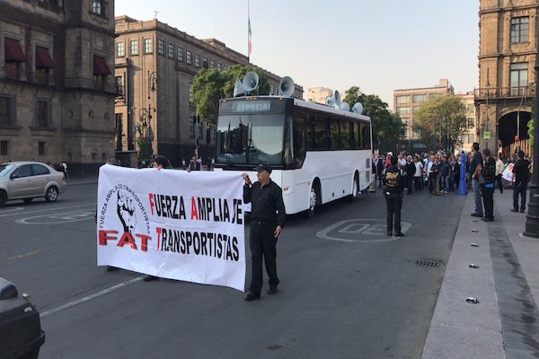 Protesta transportistas en el Zócalo