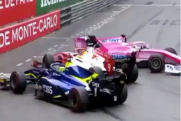 Accidente Tatiana Calderón y Mick Schumacher. Foto: Especial
