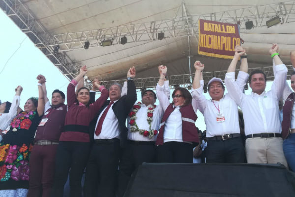 Yeidckol Polevnsky, líder nacional de Morena, pidió a los poblanos que acudan a las urnas a emitir su sufragio