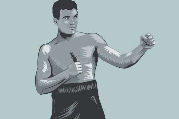 Jim Jaffries, excampeón mundial de peso completo. Ilustración: Allan G. Ramírez