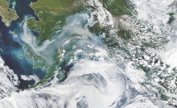 Las altas temperaturas al inicio del verano están favoreciendo los incendios en Alaska. Foto: Nasa