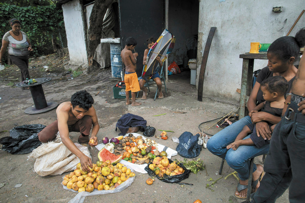 DESNUTRICIÓN. Venezolanos recolectan
fruta de un basurero en Caracas. Foto AP.