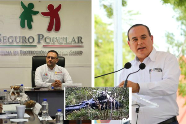 José Martín Godoy Castro, secretario de Seguridad Pública y Germán Ortega, titular del Seguro popular; así como dos pilotos murieron por el desplome de una aeronave. Foto: Especial.