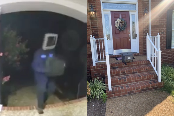 Por segundo año consecutivo, un hombre con cabeza de televisión visitó los hogares de Glen Allen, del Condado de Henrico, Virginia, y dejó televisores en los patios de los habitantes. Foto: Twitter