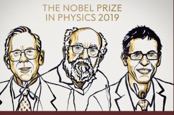 Los suizos Michel Mayor y Didier Queloz, y al canadiense James Peebles. Foto: @NobelPrize