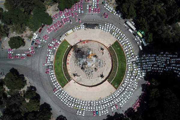 Protestas de taxistas en la CDMX. Foto: Víctor Gahbler