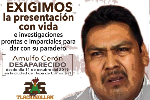 Arnulfo Cerón era promotor y defensor de los derechos humanos. Fue privado de su libertad el 11 de octubre
FOTO: TWITTER
@Tlachinollan