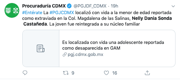 PGJ confirmó la aparición. Foto: captura de pantalla Twitter.