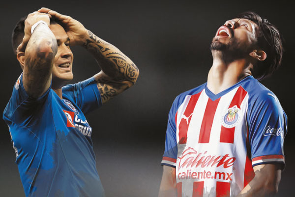 7 empates de los celestes en Liga y 8 derrotas lleva Chivas en torneo. Fotoarte: El Heraldo de México.